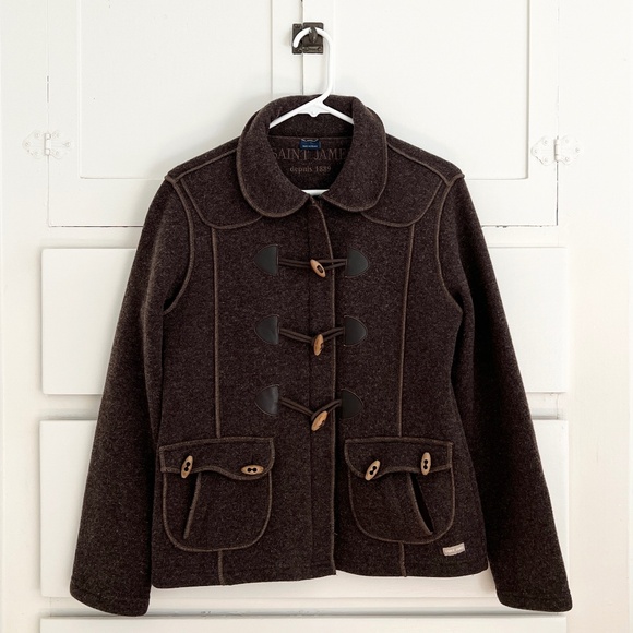 Saint James Wool Toggle Zip Jacket Brown Size Small Made in France - Picture 1 of 11